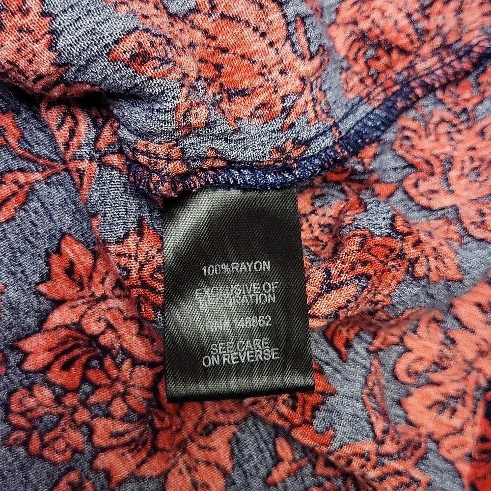 Torrid Crinkle Gauze Red Blue Floral Lace Up Baby Doll‎ Blouse Womens 3X - Picture 3 of 10